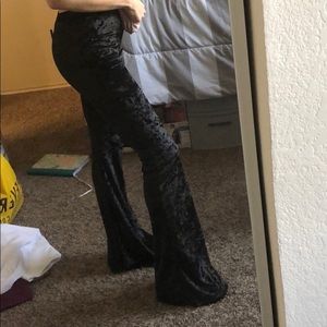 Black velvet bell bottoms